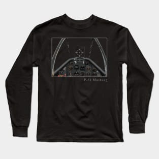 Cockpit Instruments P-51 fighter aircraft WW2 Long Sleeve T-Shirt